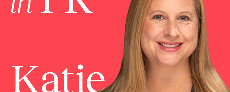 Katie Place on the cover of the Women in PR podcast